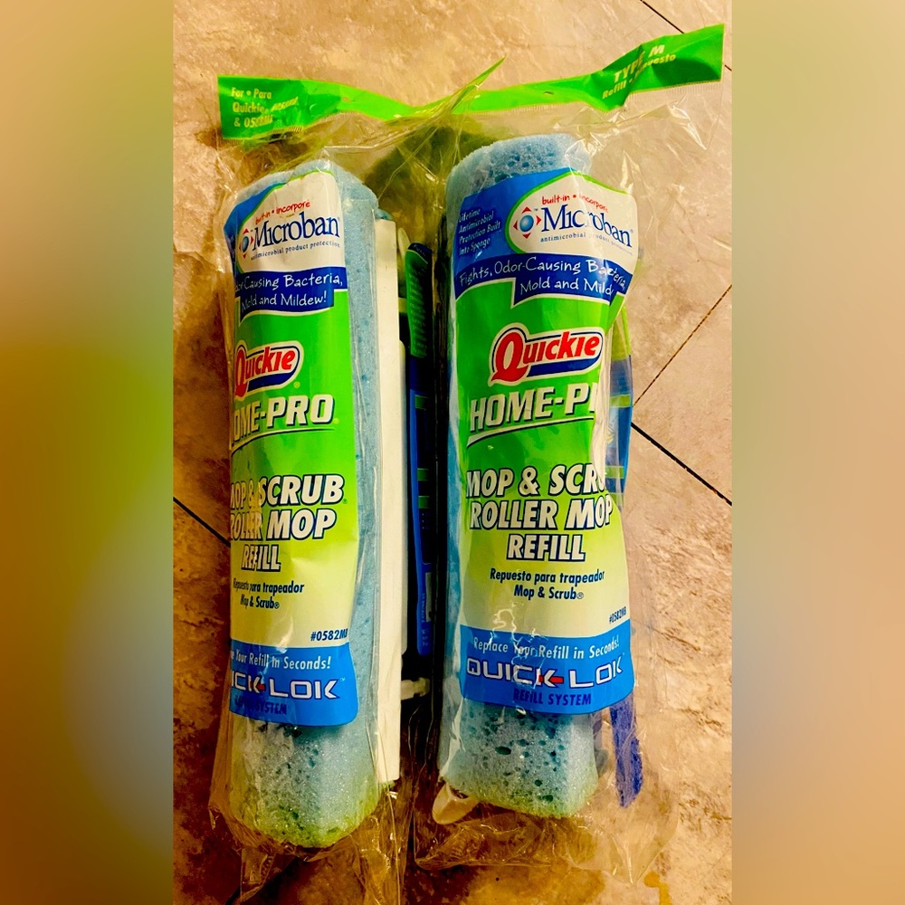 Quickie Home Pro Mop & Scrub Refills Type M Blue Set of 2 Microban